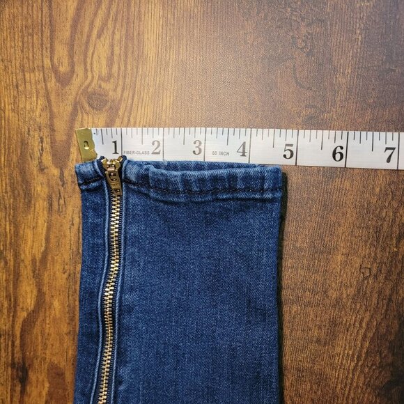 Flying Monkey Jeans Womens 26 Skinny Low Rise Ripped Zip Ankle Medium Dark Wash - Picture 11 of 12